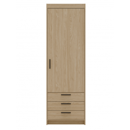 Wąska szafa z szufladami 60 cm jednodrzwiowa TRINO dąb olejowany